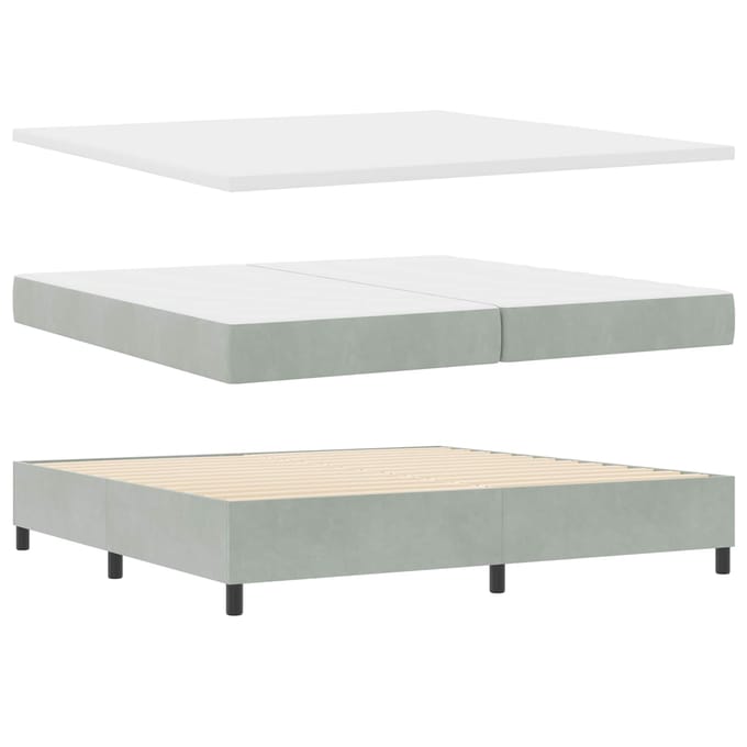 vidaXL - Boxspring - bed - met - hoofdeinde - Lichtgrijs - 200 - x - 200 - cm - Fluweel