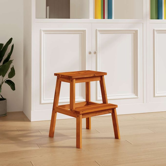 vidaXL - Kruk - 2-staps - 40x38x50 - cm - massief - acaciahout