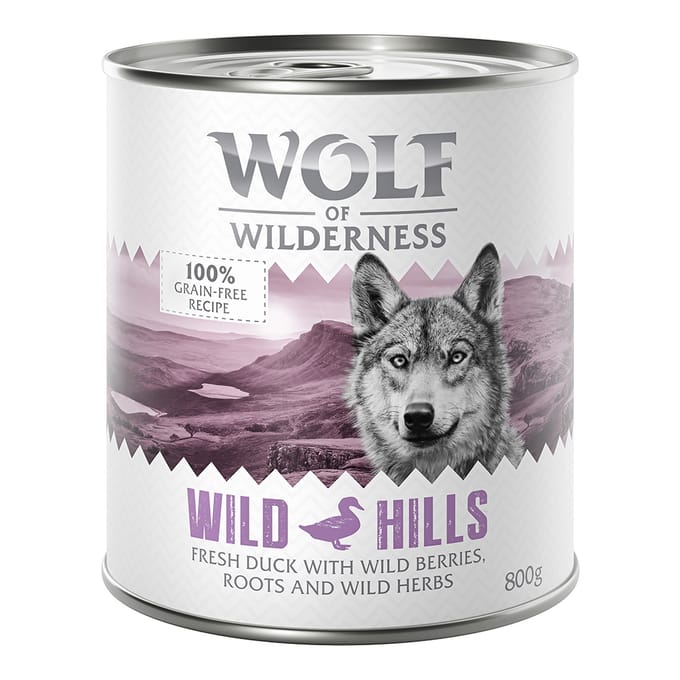 6x800g Wild Hills Eend Wolf of Wilderness Hondenvoer