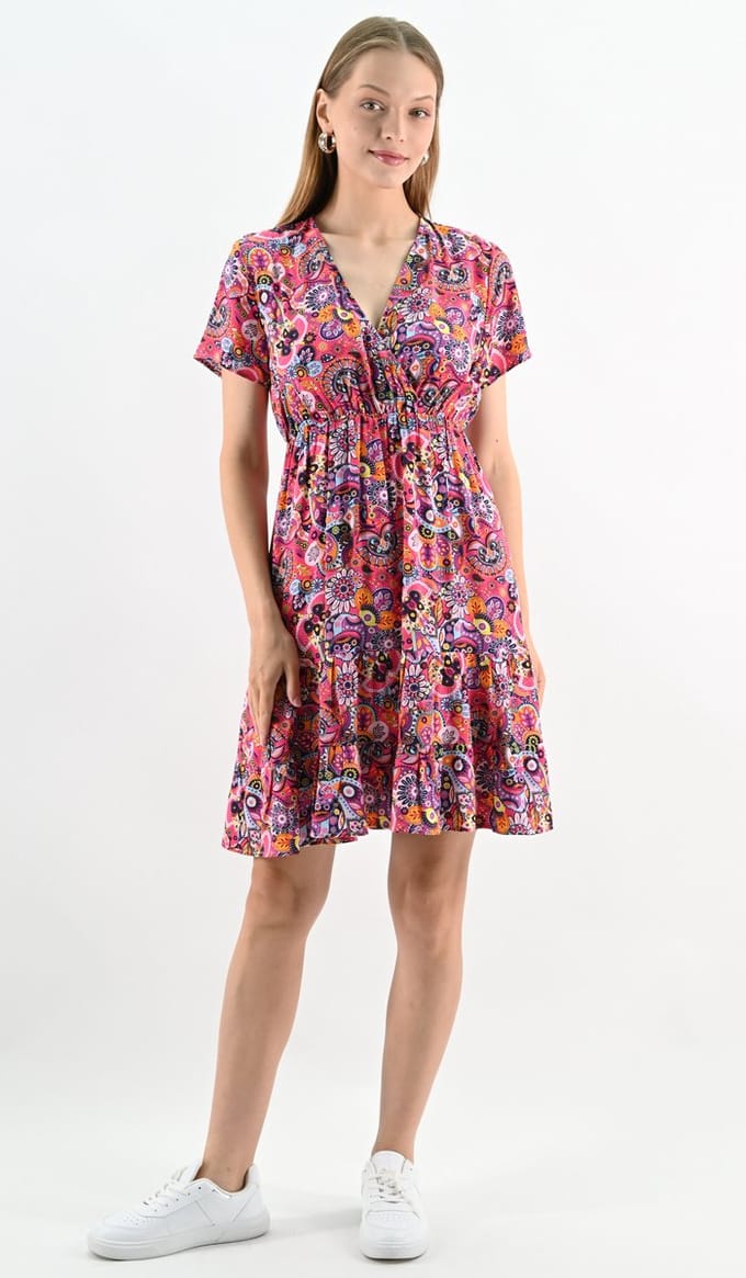 YesMooi - Mini Jurk met Kleurrijke Bloemenprint - M (38)