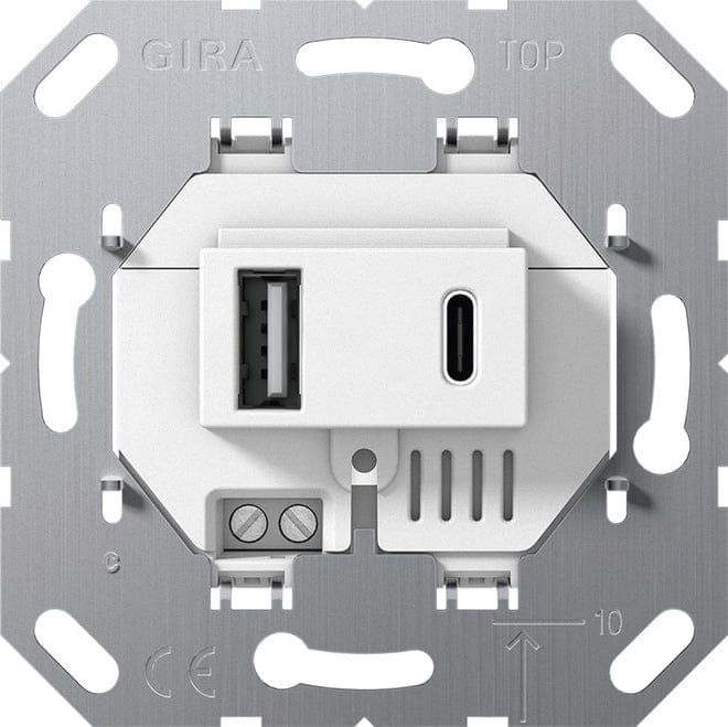 Gira USB-voeding 2-poorts wandcontactdoos type A/C wit - 234900
