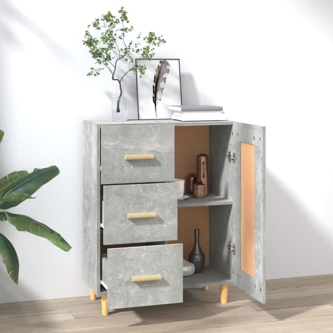 vidaXL - Dressoir - 69,5x34x90 - cm - bewerkt - hout - betongrijs