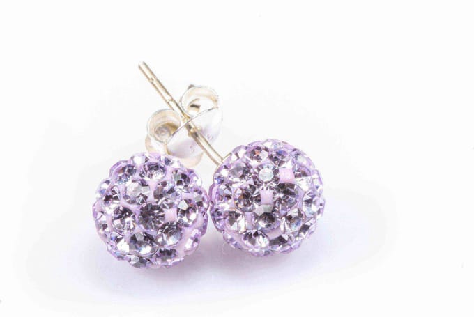 Karma Oorbellen Crystal Ball Lila Zilver | 6 mm