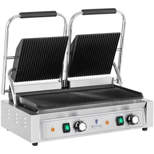 Royal Catering Dubbele contactgrill - 3.600 W - geribbeld 10011989