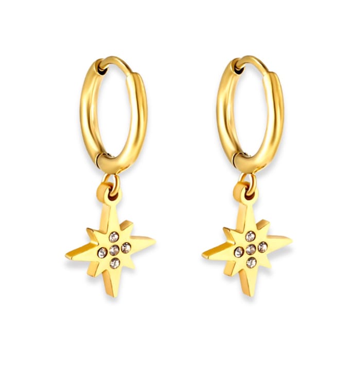 Oorringen Ster met Kristallen | Stainless Steel