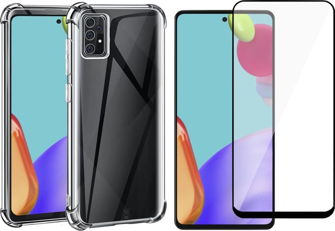 Hoesje geschikt voor Samsung Galaxy A52 - Shock Proof Case - Transparant - Met Full Screenprotector