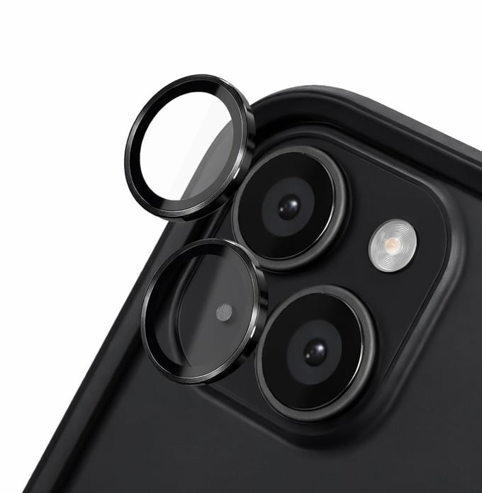 Rhinoshield, Lens Protector geschikt voor iPhone 15 / 15 Plus - Anti-Scratch, Zwart