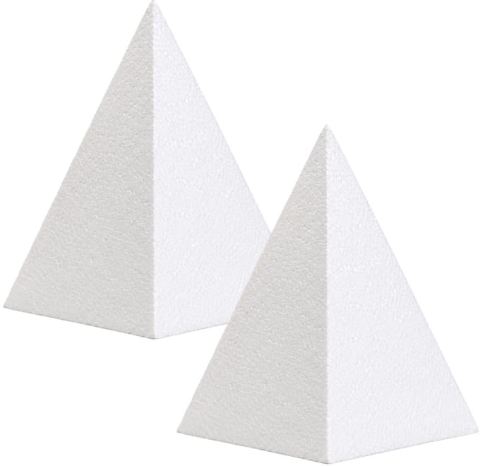 Piepschuim vormen - piramide - 2x - H15 x D8,5 cm - styropor hobby / DIY vorm - basis knutselfiguren