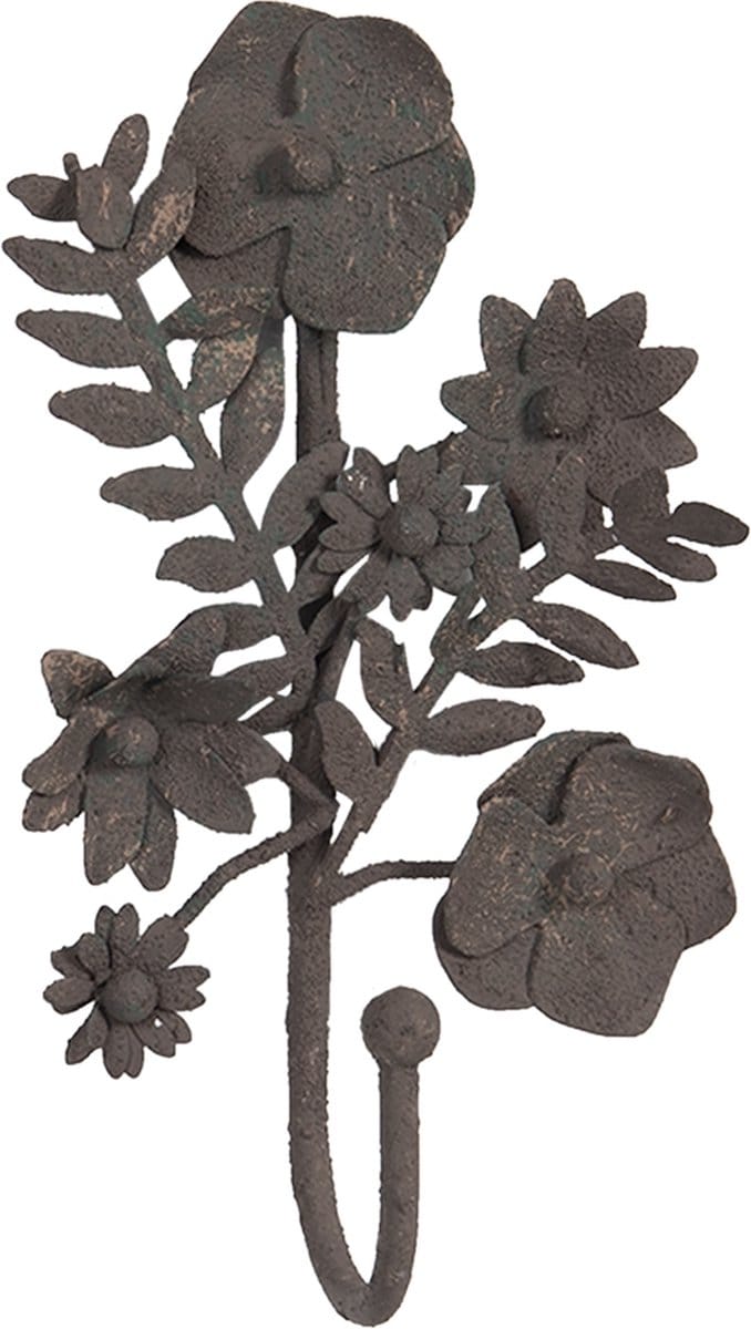 Clayre & Eef Wandhaak 10x8x20 cm Bruin Ijzer Bloemen Kapstok
