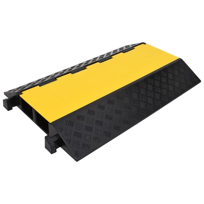 vidaXL - Kabelbeschermer - drempel - met - 2 - tunnels - 90 - cm - rubber