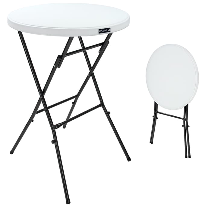 Casaria Bistro/Tuintafel Rond Ø 72 cm – 110cm Hoog/Inklapbaar – Wit