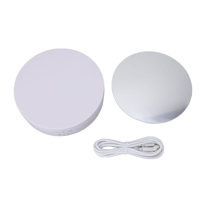 Gemotoriseerde Draaiende Displaystandaard Wit USB Opladen Rond 3 Snelheden Instelbare Hoek Instelbaar Laag white