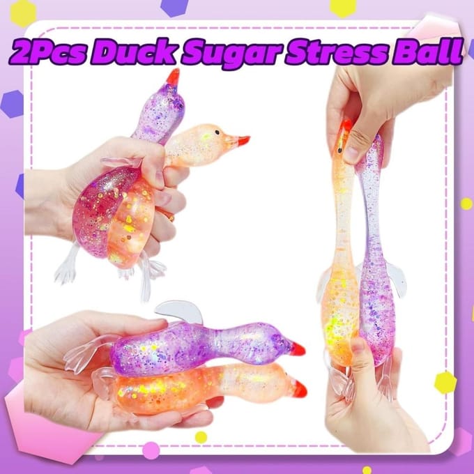 Squishy Glitter Eend Kinderen Fidget Speelgoed Dier Suiker Stressbal Stressverlichting Sensorisch Speelgoed Feestartikelen Paasmand Vullers yellow