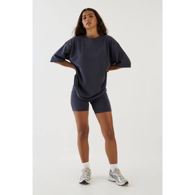 Dames Dsgn Studio Oversized T-shirt En Fietsbroek Set | Midnight Blue | Maat: XL