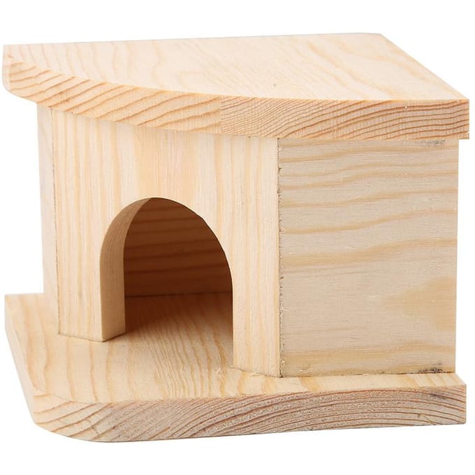 Natuurlijk Houten Hamster Bed Hut Klein Dier Warm Huis Hamsternest beige