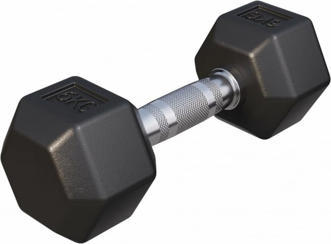 Gorilla Sports Dumbbell - 1 x 6 kg - Gietijzer - Hexagon - Halter