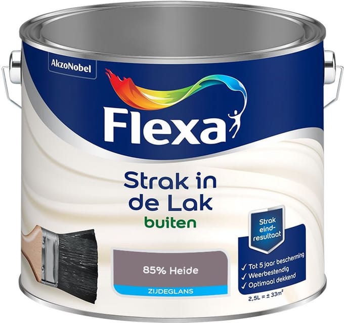 Flexa - Strak In De Lak Buitenlak Zijdeglans - 85% Heide - Mengverf - 2,5 L