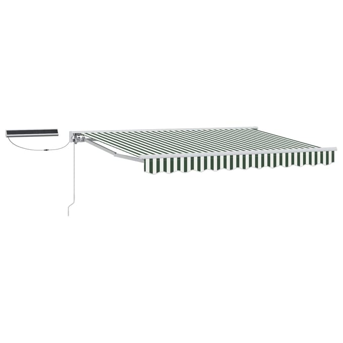 vidaXL - Elektrisch - Uitschuifbare - Zonneluifel - Groen - en - Wit - 3 - x - 2,5 - m