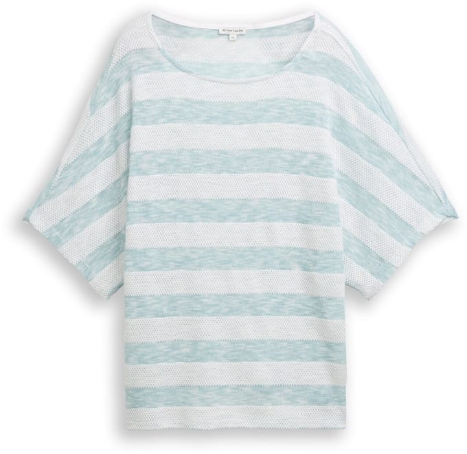 Tom Tailor - Losvallend T-shirt met vleermuismouwen - Maat XS - white mint stripe