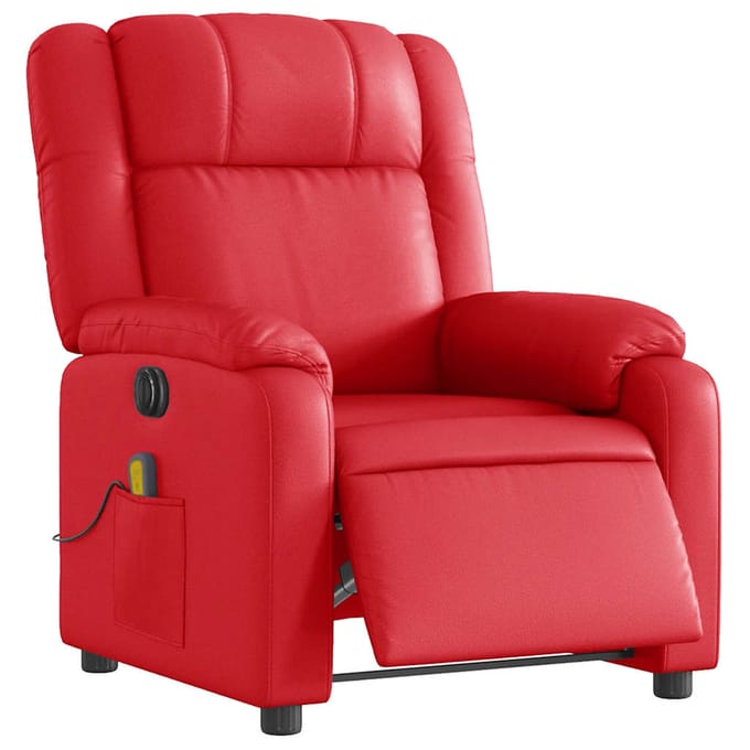 vidaXL - Massagestoel - verstelbaar - elektrisch - kunstleer - rood