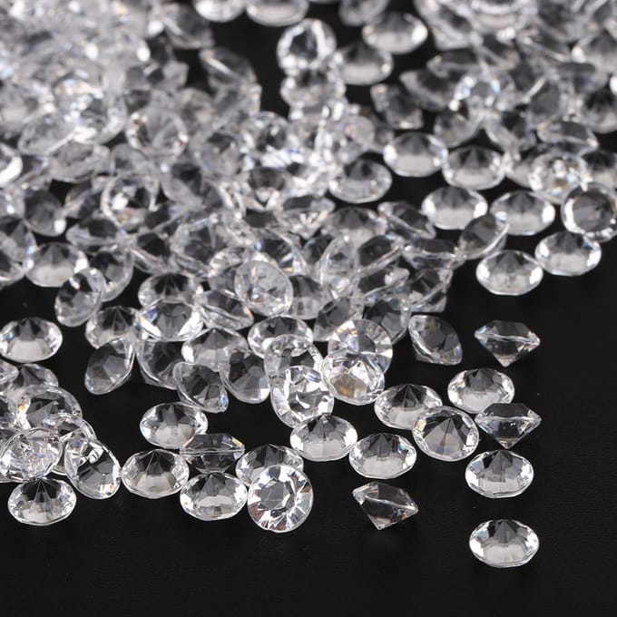 1000 stuks 6mm Transparante Bruiloft Confetti Feest Plastic Diamant Glanzende Edelstenen Decor (Wit) White white