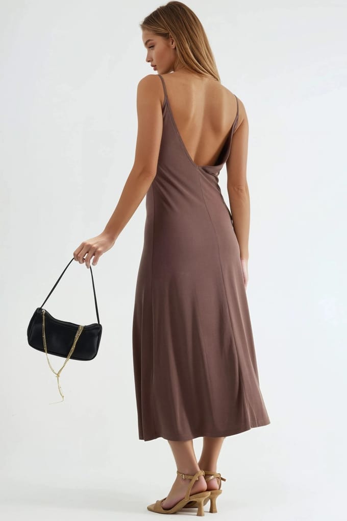 V-hals Modal Midi-jurk