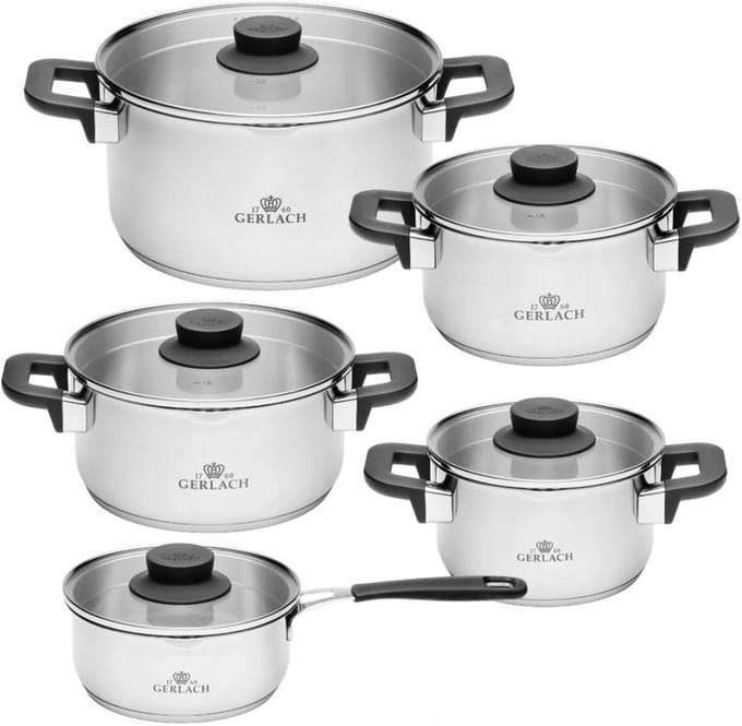 Gerlach Pure Pannenset - 10 Delen - Roestvrij Staal