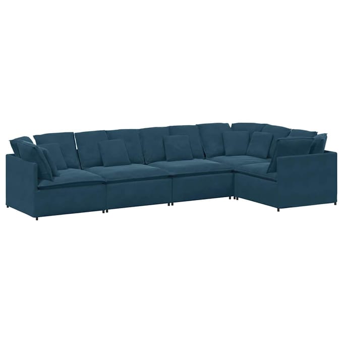 vidaXL - Modulaire - bank - met - kussens - fluweel - blauw