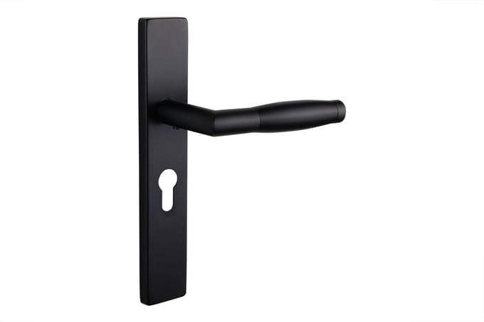 Lavuzo deurkruk Ascoli Zwart met rechthoekig schild PC55 | Per set