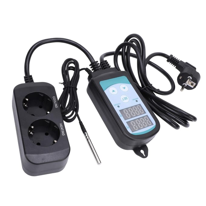 Temperatuurregelaar Digitale Display Verwarming Koeling Dubbele Fase voor Reptielen Aquarium black