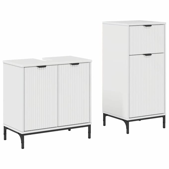 vidaXL - Badkamermeubel - Set - 2 - st - Hoogglans - wit - 39,5 - x - 36 - x - 88 - cm