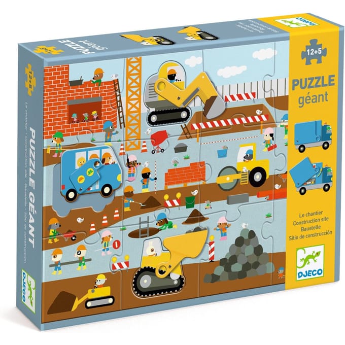 DJECO beweegbare puzzel XL bouwplaats 3 jr+
