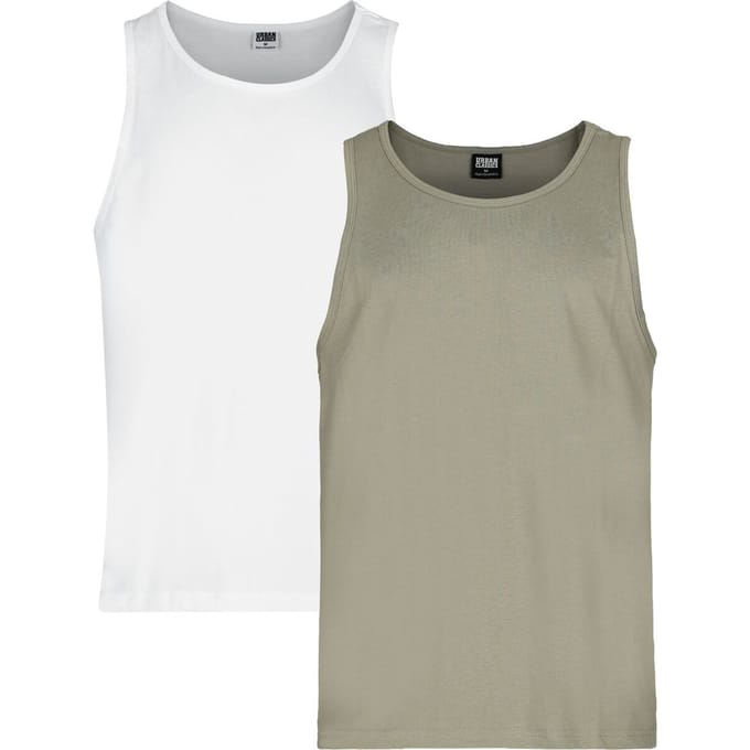 Urban Classics Jersey Vests (2-pack) Heren Tanktop - olijf - L
