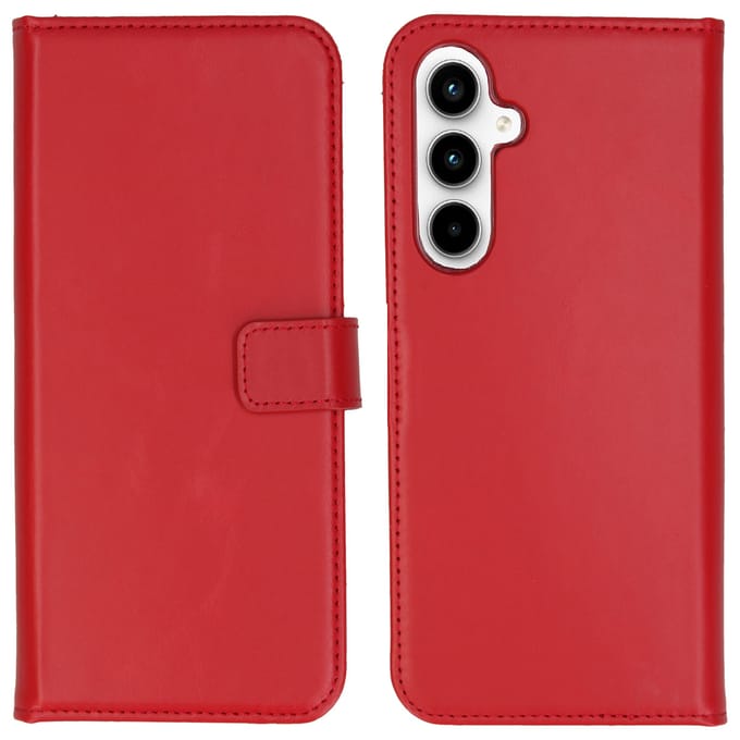 Selencia Hoesje - Geschikt voor Samsung Galaxy A35 - Echt Lederen Bookcase - Rood
