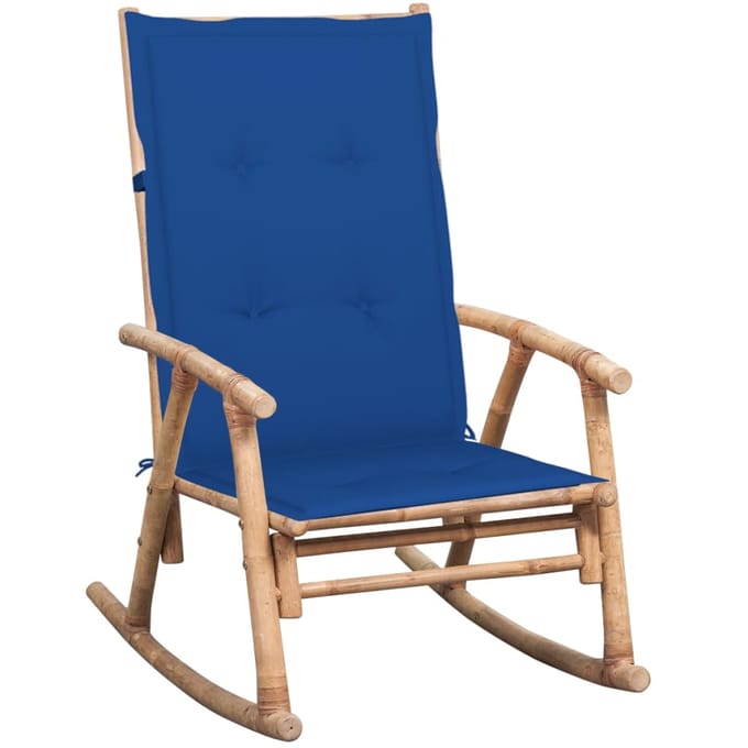 vidaXL - Schommelstoel - met - kussen - bamboe