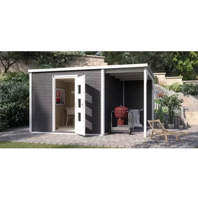 Weka Tuinhuis Met Overkapping 413 Type A Gr1 Antraciet 250x400cm
