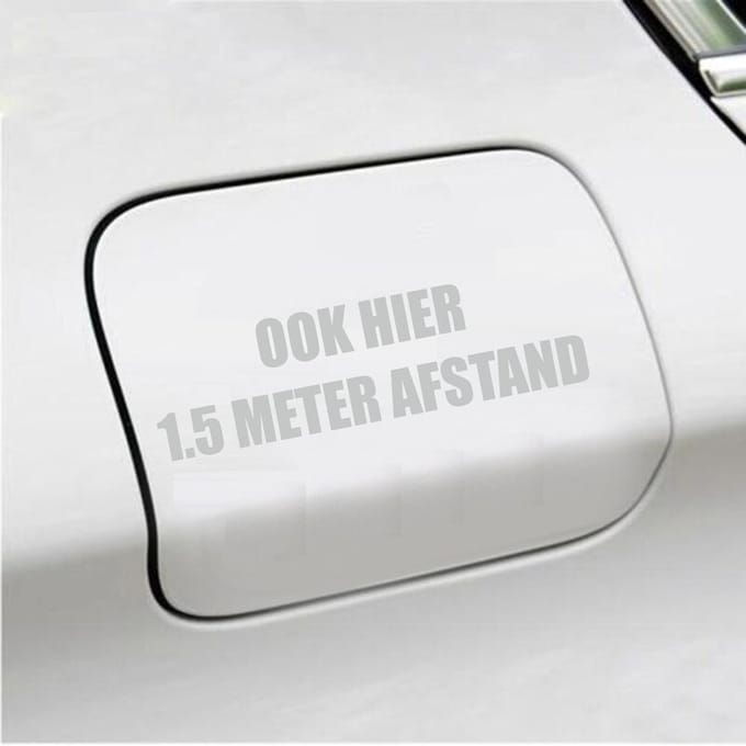 Bumpersticker - Ook Hier 1,5 Meter Afstand - 4,2 X 14,8 - Licht Grijs