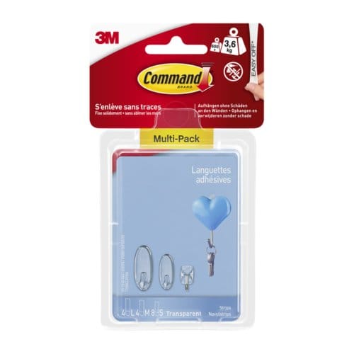 Command™ Strips, 17200CLR, transparant, 8 kleine + 4 middelgrote + 4 grote strips