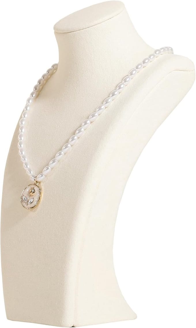 Kettingopslag Organizer Beige - Fluwelen Display Houder voor Sieraden
