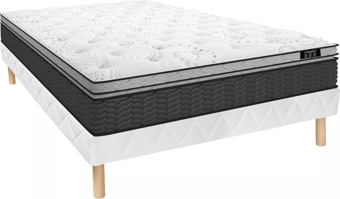 Vente-unique Bedbodem van 140 x 190 cm + hybride pocketveringmatras met geïntegreerde topper van 30 cm dik - GAMIANI van YSMÉE