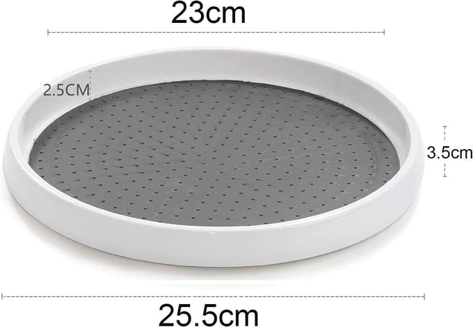 Famanu - Lazy Susan dubbele kastorganizer 25 cm, wit kunststof met antislipbasis