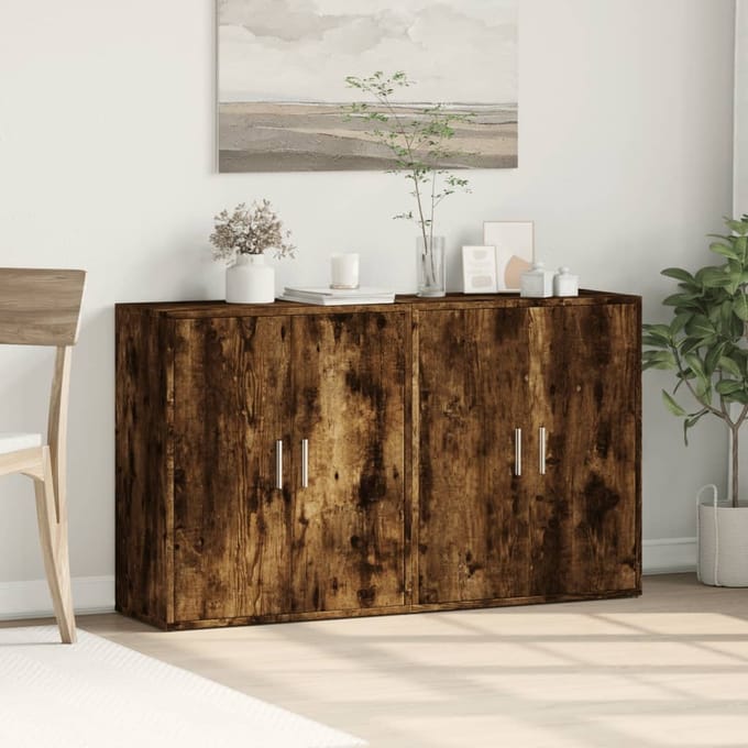vidaXL - Dressoirs - 2 - st - 60x31x70 - cm - bewerkt - hout - gerookt - eikenkleurig