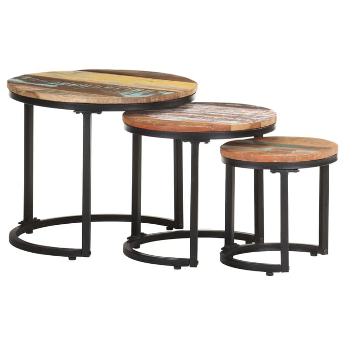 vidaXL - Bijzettafel - 3 - st - massief - gerecycled - hout