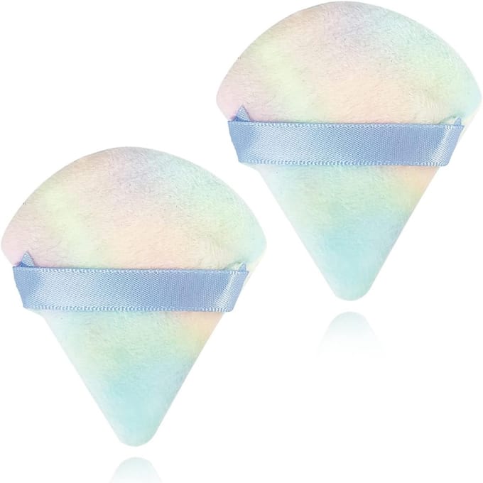 Set van 2 Driehoekige Make-up Poeder Puff voor Geperst Poeder en Oogmake-up - Multicolor Make-up Accessoires