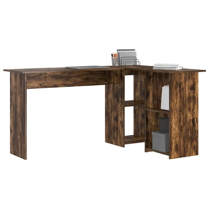 vidaXL - Bureau - Rook - Eiken - 142 - x - 102 - x - 73 - cm - Bewerkt - hout