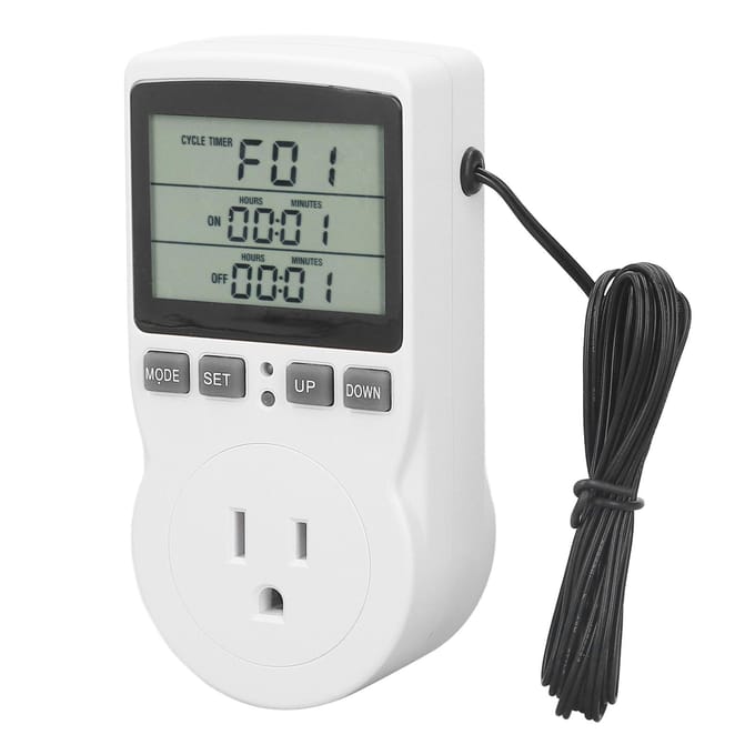 Temperatuurregelaar Socket LCD-display ABS-behuizing Elektronische Thermostaatregelaar 50 60Hz gray