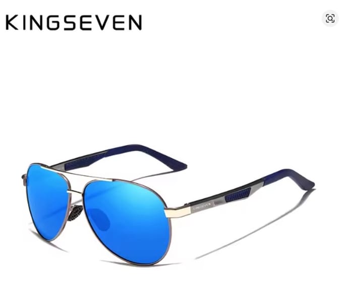 KINGSEVEN 7720 Zonnebril - Pilotenbril - Metallic Frame met Spiegelblauwe Lenzen