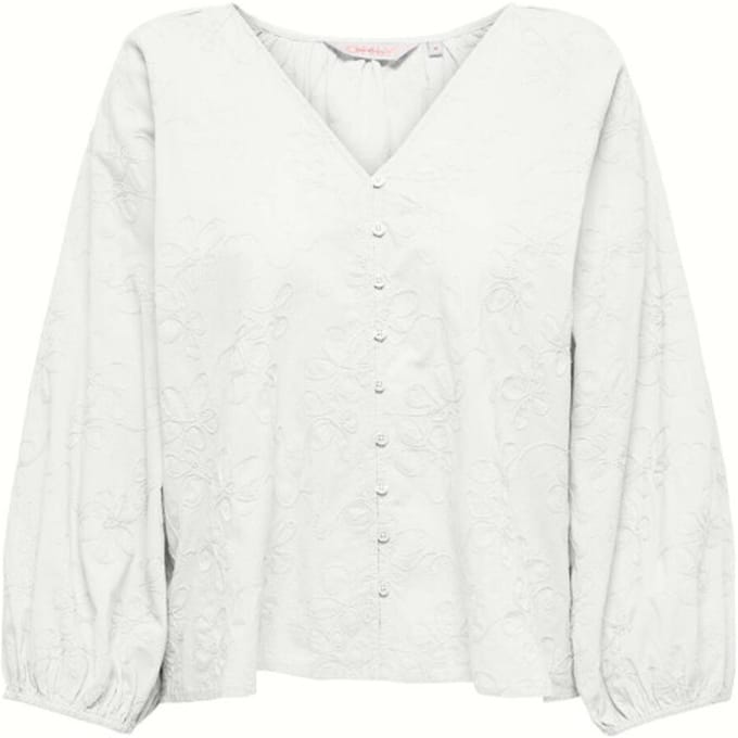 ONLY - ONLZION 3/4 V-NECK EMB TOP WVN - DAMES - T-SHIRT - S