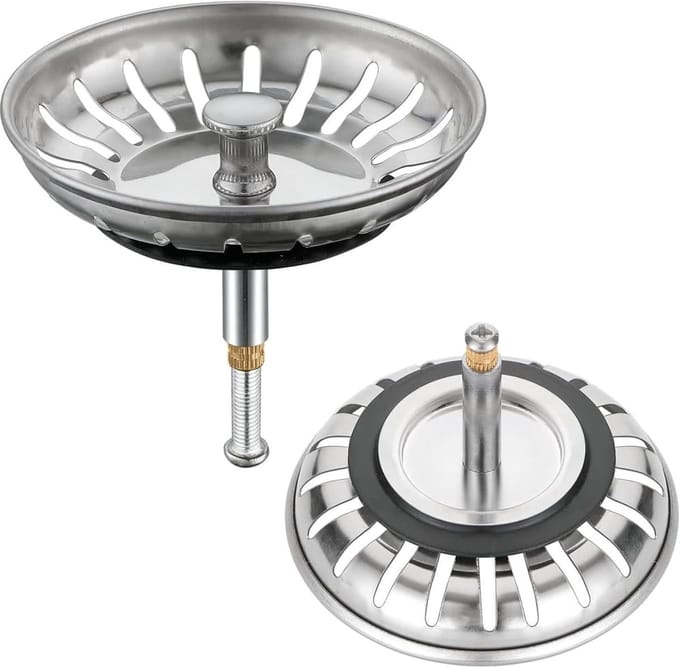 Gootsteen Zeef - Afvoer Plug - Keuken Afvoer - Verstelbaar Metaal - 82mm Diameter - Geborsteld