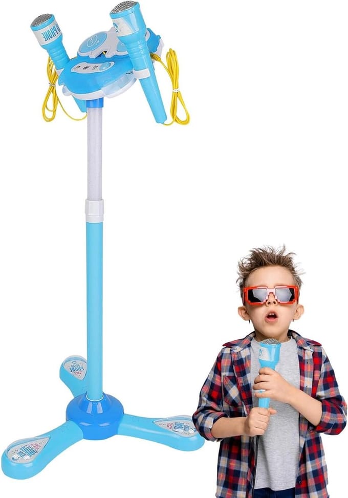 Kinder Microfoon - Karaoke Set - Muziek Maken - Verstelbaar Statief - 89 cm Hoog - Blauw